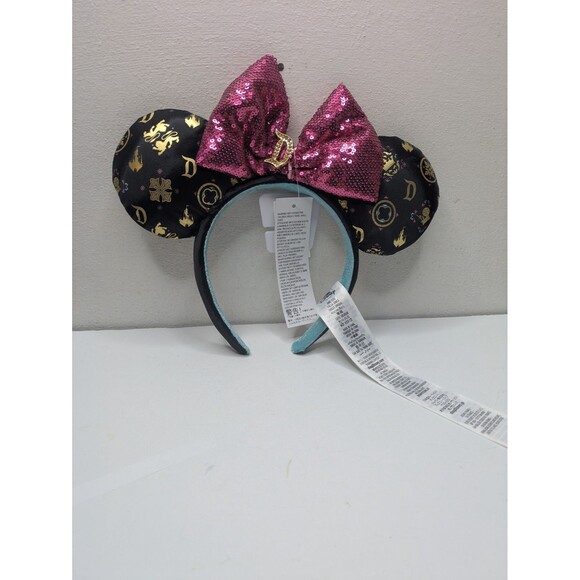 Disney Accessories - Minnie Mouse Ear Black Headband Sequin Bow Sleeping Beauty Castle Disneyland NEW